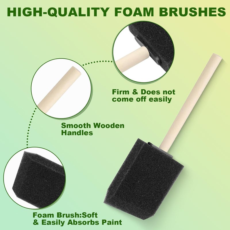 DMSVK 13 Pcs Foam Paint Brushes 5 Sizes, 1'' 1.6'' 2'' 3'' 4'' Sponge Brush for Painting, Staining, Varnish, Touch Up, DIY Craft Projects - Image 3